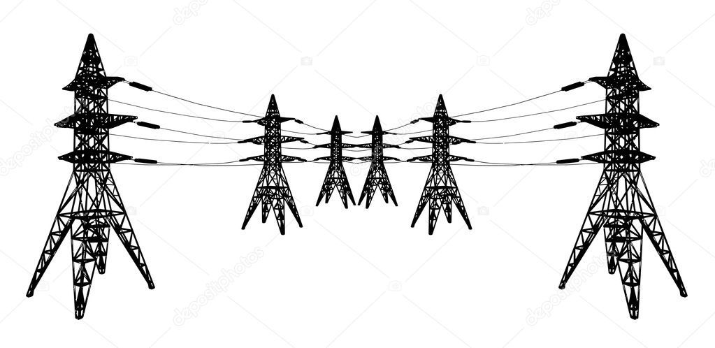 Vector silhouette of Power lines