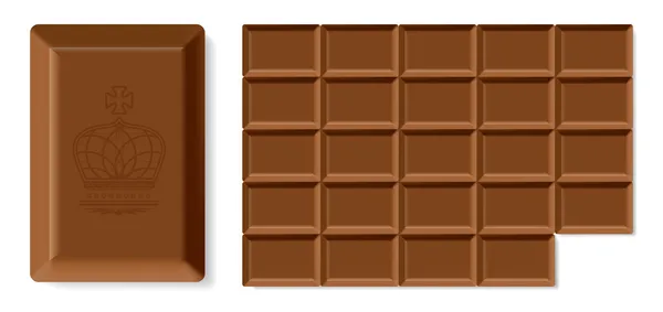 Realistische Vektor Schokoladentafel Isoliert Auf Weißem Hintergrund Einfach Zeile Und — Stockvektor