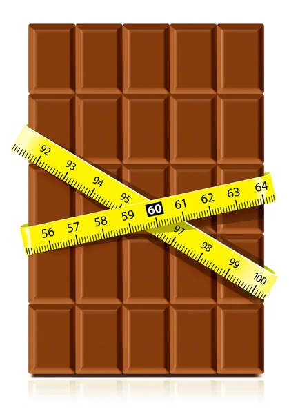 Chocolate con cinta métrica — Vector de stock
