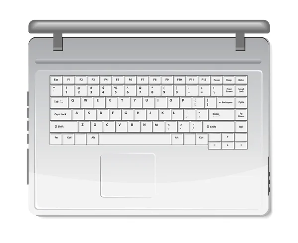 Realistischer Weißer Laptop Isoliert Auf Weißem Hintergrund Draufsicht — Stockvektor