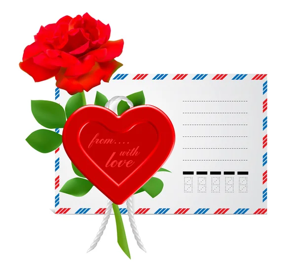 Envelop Aan Sint Valentijnskaart Illustratie Geïsoleerd Witte Achtergrond — Stockvector