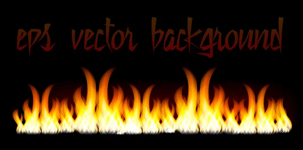 Burn Flame Fire Vector Background Isolated Black Background — Stock Vector