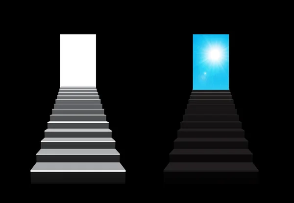 Illustration Vectorielle Concept Escalier Sur Fond Noir — Image vectorielle