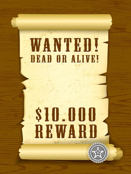 stock vector Poster Wanted dead or alive