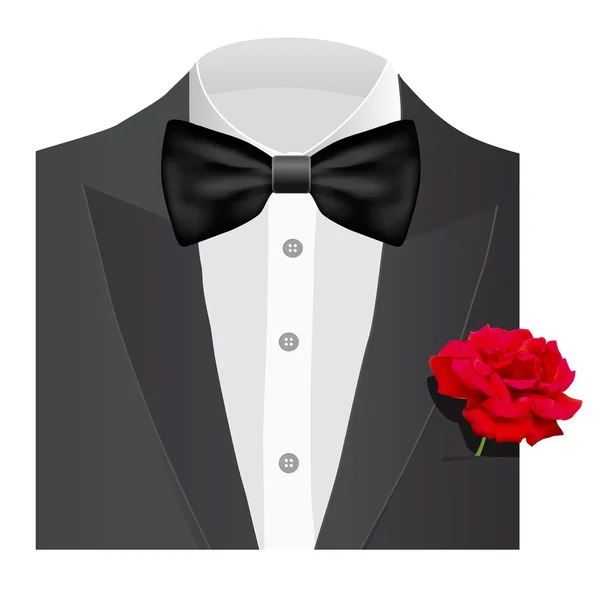 Bow tie with rose — Stock Vector