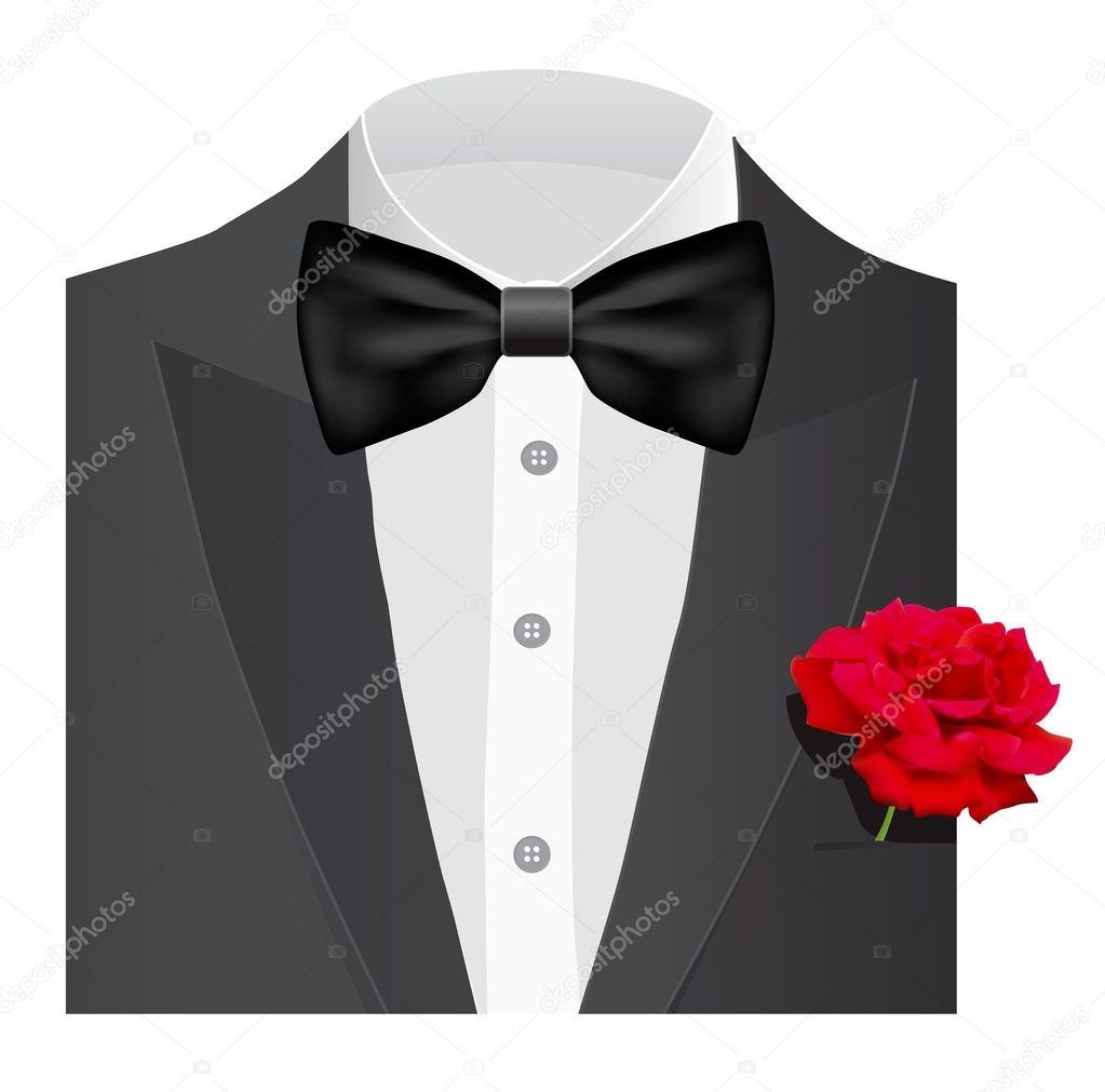 Bow tie with rose