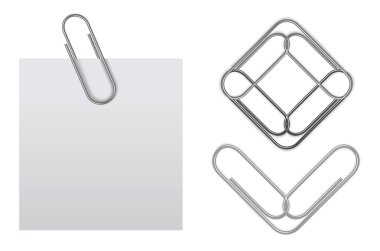 Vector sticky note with paper clip clipart