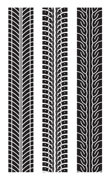 Ripetere le tracce di pneumatici vettoriale illustrazione impostato su bianco — Vettoriale Stock