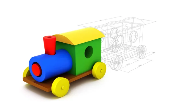 3D renkli plastik tren — Stok fotoğraf