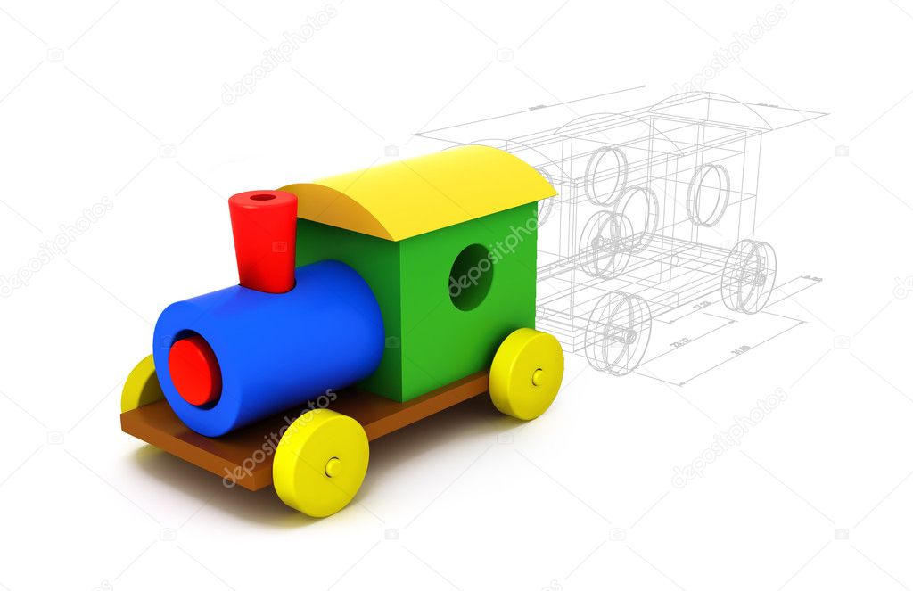 3d colorful plastic train