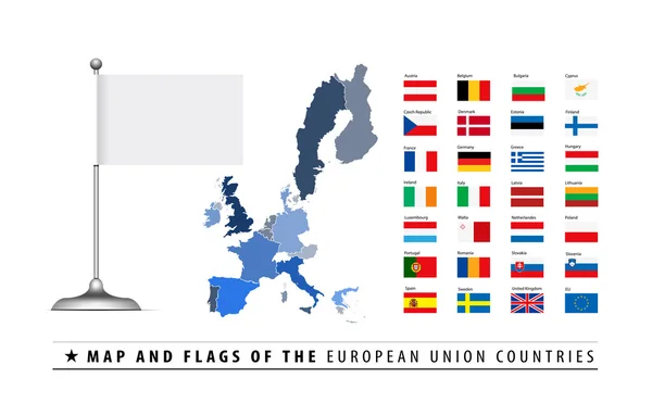 Mapa y bandera de la Unión Europea — Archivo Imágenes Vectoriales