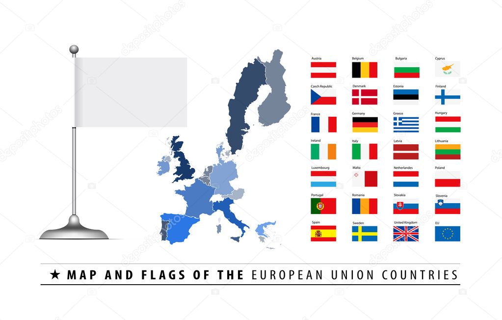 European Union Map and Flag