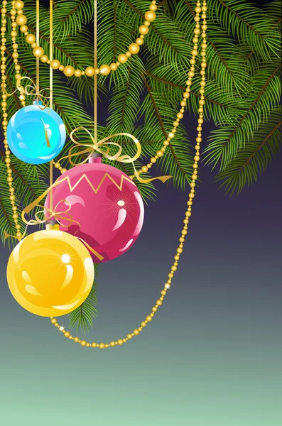 圣诞节和新年的背景与球 — 图库矢量图片