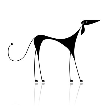 Funny black dog silhouette for your design clipart