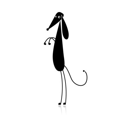 Funny black dog silhouette for your design clipart