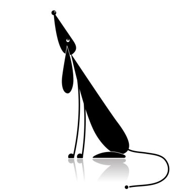 Funny black dog silhouette for your design clipart