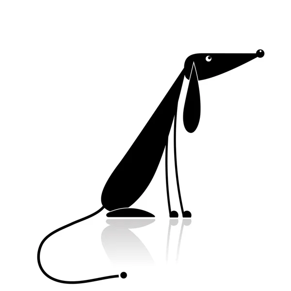 Funny silueta de perro negro para su diseño — Vector de stock