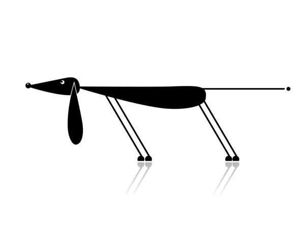 Sílhueta de cachorro preto engraçado para o seu design — Vetor de Stock