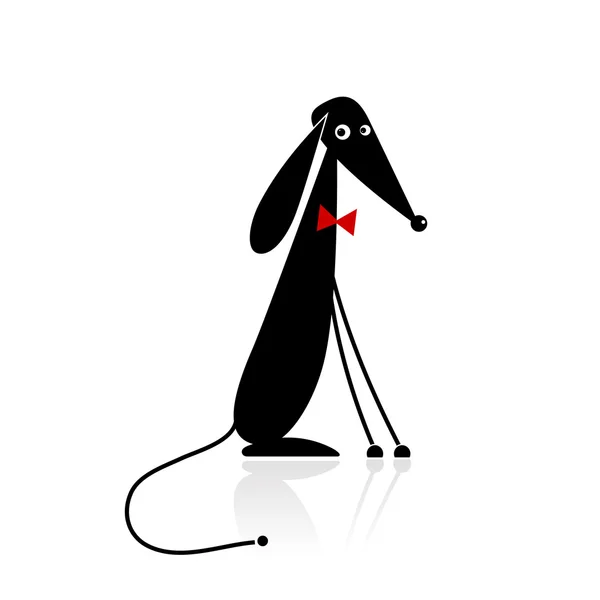 Grappige zwarte hond silhouet voor uw ontwerp — Stockvector