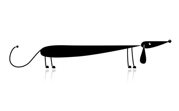 Funny black dachshund silhouette for your design — Stock Vector