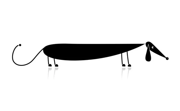 Komik siyah köpek siluet tasarımınız için — Stok Vektör