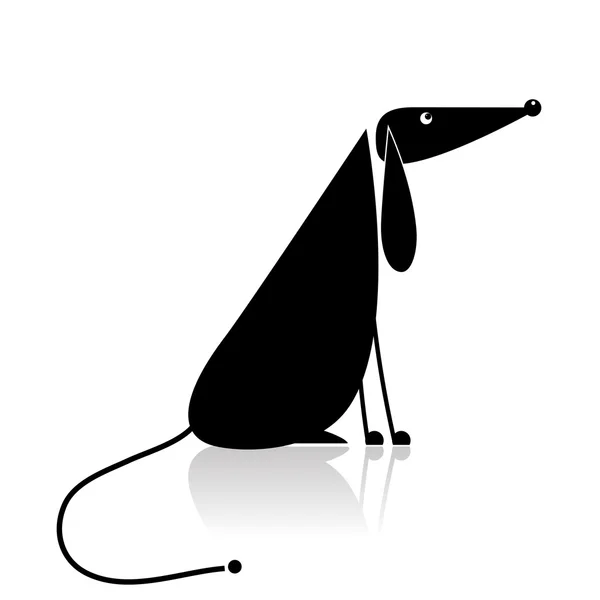 Funny black dog silhouette for your design — Stock Vector