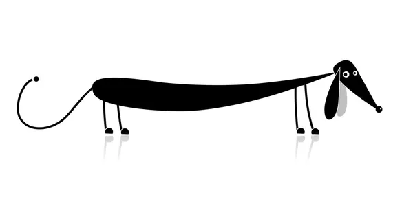 Drôle de silhouette de chien noir pour votre conception — Image vectorielle