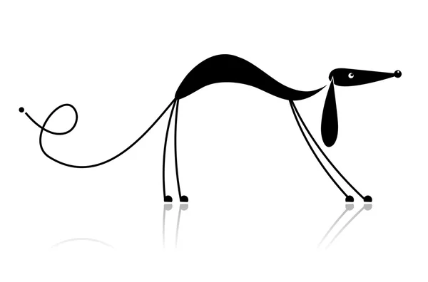 Komik siyah köpek siluet tasarımınız için — Stok Vektör