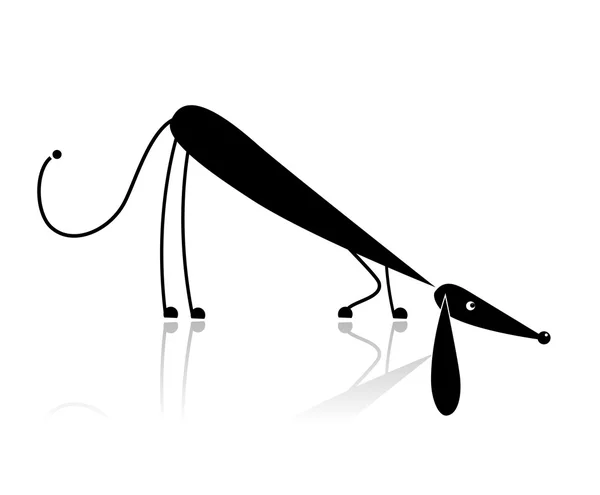 Смішний чорний собачий силует для вашого дизайну — стоковий вектор