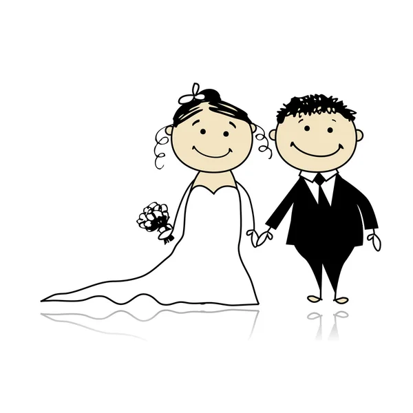Svatební obřad - nevěsta a ženich společně pro váš design — Stockový vektor