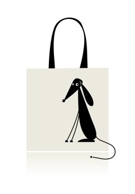 Funny puppy, design of shopping bag clipart