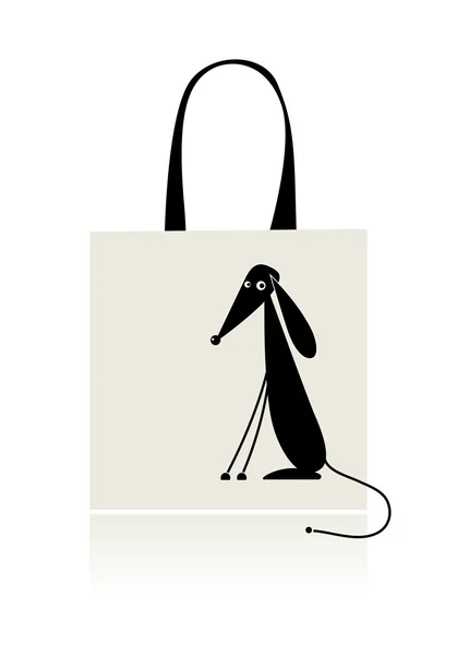Komik köpek yavrusu, alışveriş çantası tasarımı — Stok Vektör