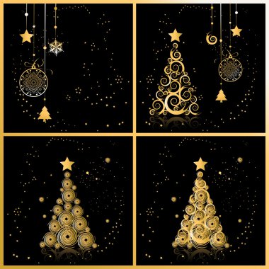 Christmas tree beautiful, cards for your design clipart