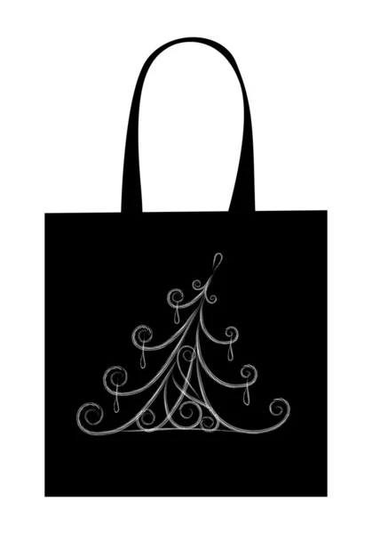 Weihnachtsbaum, Design der Einkaufstasche — Stockvektor