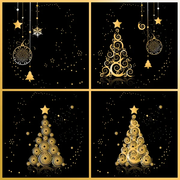 Árvore de Natal bonita, cartões para o seu design — Vetor de Stock