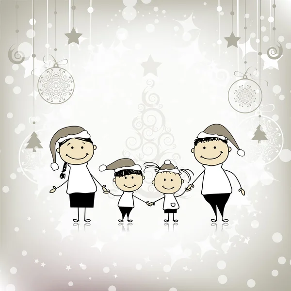幸福的一家人在一起笑着，过着圣诞节 — 图库矢量图片