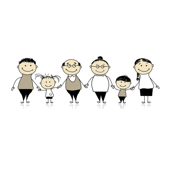 Família feliz em conjunto - pais e filhos — Vetor de Stock