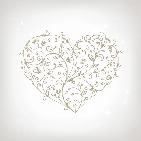 Floral ornament heart shape for your design — Stock Vector