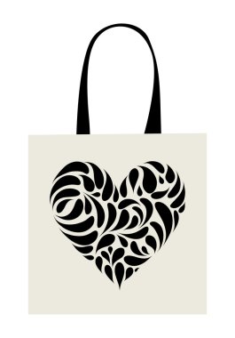 Shopping bag design, heart shape ornament clipart