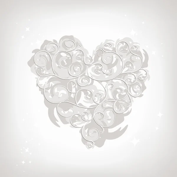 Forma di cuore, ornamento floreale per il vostro disegno — Vettoriale Stock