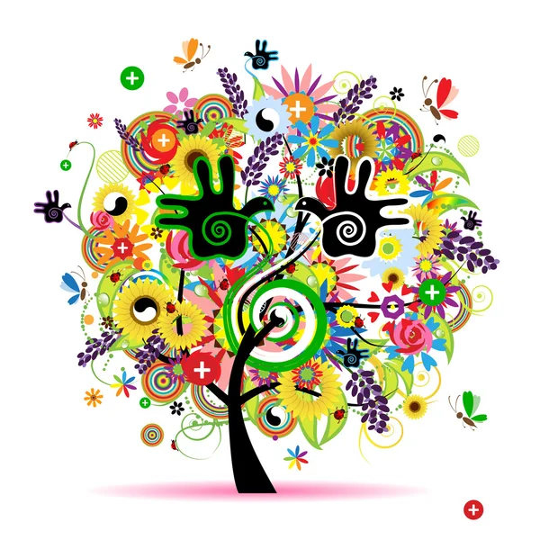 Healthy Energy Herbal Tree Your Design — Stock Vector