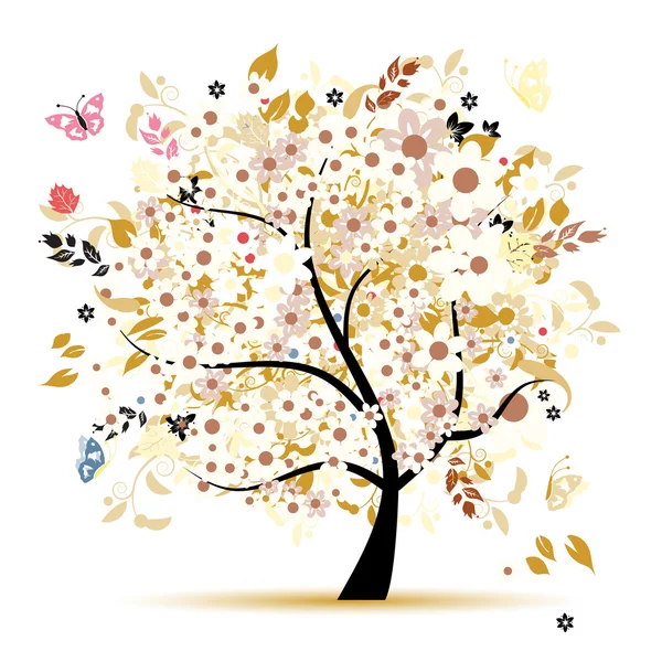 Krásné květinové strom pro návrh — Stockový vektor