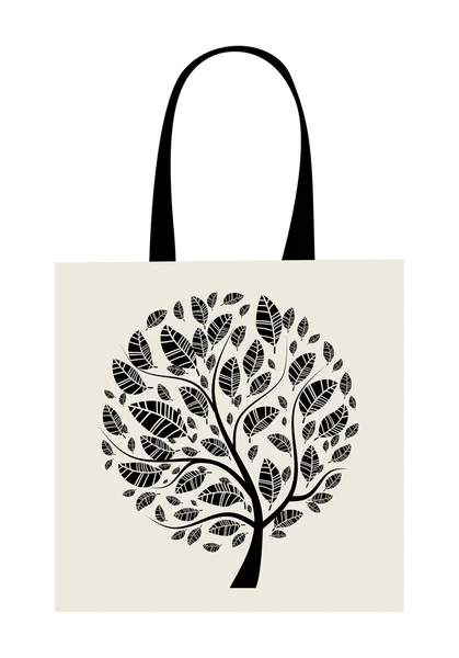 Diseño de bolsa de compras, árbol de arte — Vector de stock