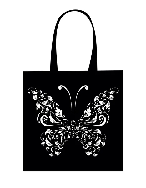 购物袋的设计 复古蝴蝶 — 图库矢量图片