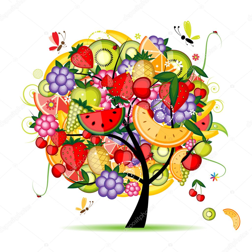 Energy fruit tree for your design — Stock Vector © Kudryashka 4646461