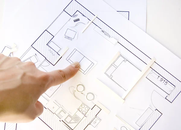 Дизайн интерьера квартир - вид сверху. Бумажная модель — стоковое фото