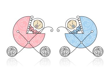 Newborn in baby's buggy for your design clipart
