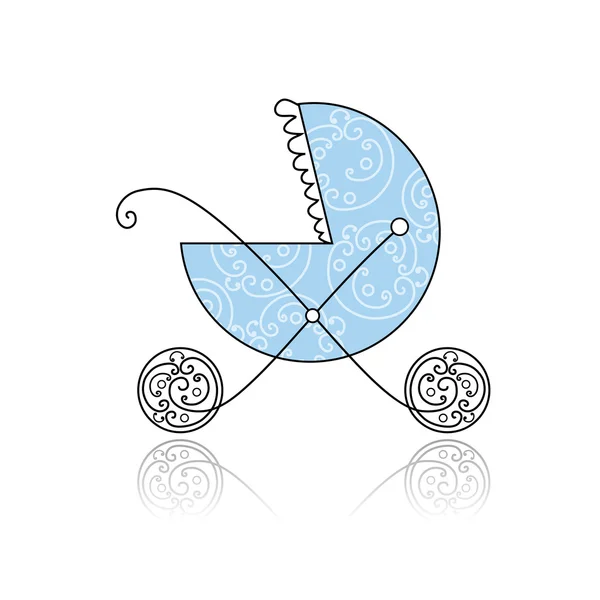 Baby Buggy Blue Your Design — Stock Vector