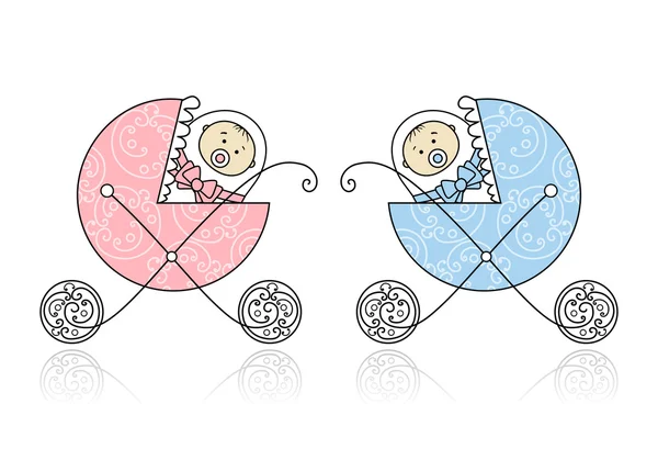 Yeni Doğan Bebek Arabası Tasarımınız Için — Stok Vektör