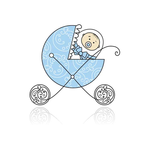 あなたの設計のための赤ちゃんのバギーで新生児 — ストックベクタ